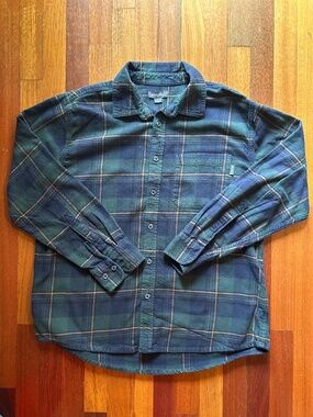 Eddie Bauer Blackwatch Plaid Flannel Shirt Men’s Large Green Navy
